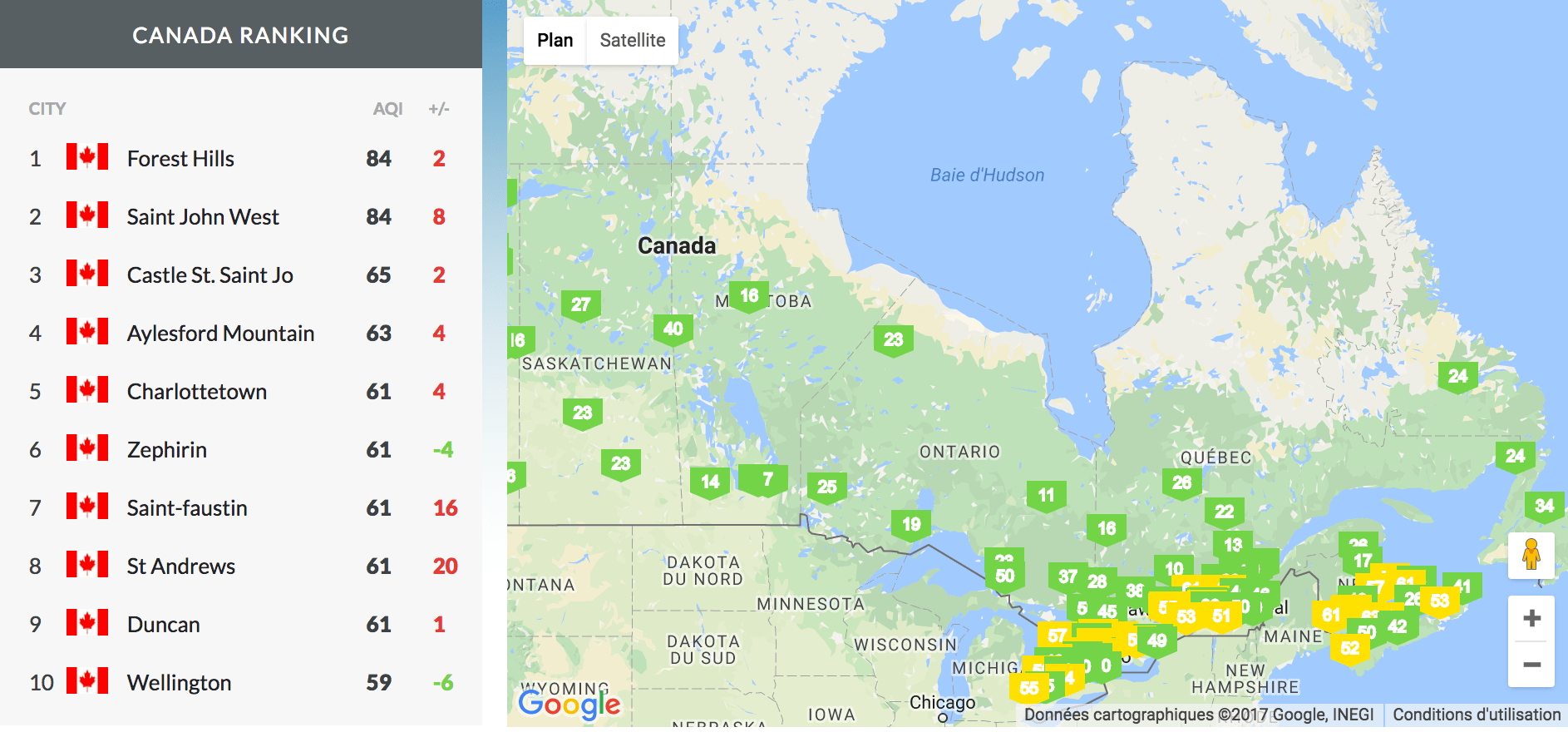 Canada Air Pollution AirVisual Data